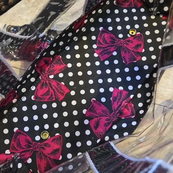 Betsey Johnson Betseyville Unique Clear Vinyl Tote with Removable Drawstring Bag - Picture 11 of 16